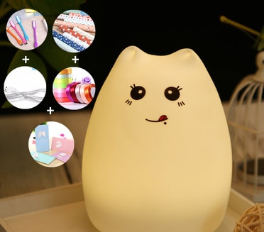 다채로운 실리콘 동물 램프 led 귀여운 친칠라 nightlight 아이의 침실 bedside 밤 빛 선물 7 색 옵션